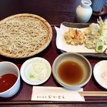 手打蕎麦おかむら - かき揚げ天ざる 1,800円