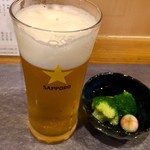 鰻 むさし乃 - ビール＆お通し
