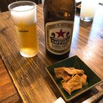 和食 縁 蕎麦切り - 蕎麦チップスと瓶ビール