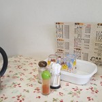 義実食堂 - テーブル席のメニューは大きい ^^