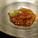 クロモリ - 気仙沼　フカヒレコラーゲンと茄子の辛味噌炒め