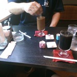 ドール - ハート型のガムシロップ入れ。あちピンクかち青＾＾