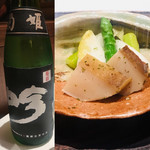 レストラン ナンペイダイ - 鮑のコンフィ、アンディーブ、柚子胡椒アスパラ、根セロリと肝のソース