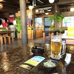 海の家 - オリオン生」(480円)