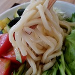 かたしな食堂 - 【2018.7.21(土)】サラダうどん(大盛)750円の麺