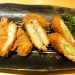 Ebisu Katsu Sai - 三元麦豚ロースかつ+レンコン挟み揚げ+アスパラ巻きかつ