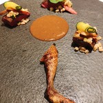 アニエルドール - 鳩　鮎　大麦　ズッキーニ