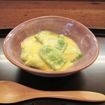 ふじ居 - ⑦さや豆の卵とじ。