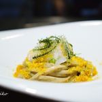 TACUBO - 秋田・たかむら麺の冷静パスタ。白海老とからすみ