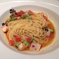 キハチ 名古屋JRセントラルタワーズ店 - パスタランチ税込2920円パスタ♤小海老と帆立貝の冷製フェデリーニ 冷たくてトマト美味しい(^^)♡