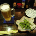 生ビールとお通し