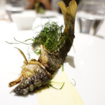 レフェルヴェソンス - 鮎とシャンピニオンうるか、おかひじき、山山椒オイル、白味噌エミュルションと富士酢