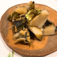 うを徳 - 万願寺ししとうとじゃこ･山椒･勝浦あわびの炊き合わせ
