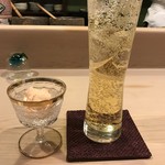 うを徳 - 梅酒ソーダ割りと赤パプリカのムース
