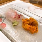 うを徳 - ⑤お造り（明石の鯛、礼文島バフンウニ）