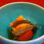 祇園もりわき - とうもろこし豆腐の加減酢ジュレがけアップ