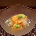 鱧と雲丹の煮凝りがけアップ