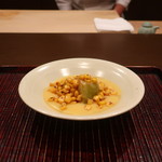 おが和 - 賀茂茄子の白味噌ととうもろこしの擦り流し仕立て