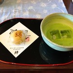 絆＋ - 1日目のウェルカムお抹茶&温泉饅頭