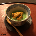 御料理 寺沢 - うすい豆のすり流しに生海胆