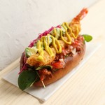 Shrimp cutlet avocado dog