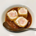 潟潟ヤ - 甘エビの湯葉巻き、アメリケーヌ・ソース