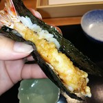 天婦羅 みやしろ - 車海老の海苔巻き