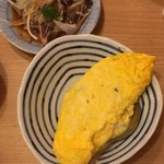 晩杯屋 - 納豆オムレツ、カツオのタタキ