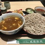 味奈登庵 - カレー南蛮そば 大盛り 別盛り＋かき揚げ天ぷら！