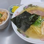 まるたかラーメン - かつお塩ラーメン+ミニ豚丼