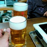 大松園 - ビールで乾杯　( ^^)/ロ≧☆チン！≦ロ＼(^^ )