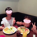 Kaneho Suisan - 2girls 特製プレート　ボロネーゼ・Fish & chips・コーンのピザ・サラダ