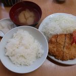 とんかつ山家 - ロースかつ定食と海老フライ