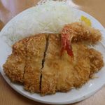 とんかつ山家 - ロースかつ定食と海老フライ