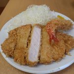 とんかつ山家 - ロースかつ定食と海老フライ