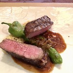 ＢＩＳＴＲＯ Ｂｏｎｎｅ－ｃｈｅｒｅ - ☆私は…豪州産、短角牛背肉のグリル
                   飴色玉ねぎソース