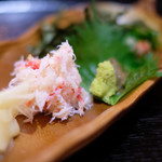 赤坂 三河家 - 蟹茶漬けセット 1000円 の蟹ほぐし身、蟹の脚、蟹みそ