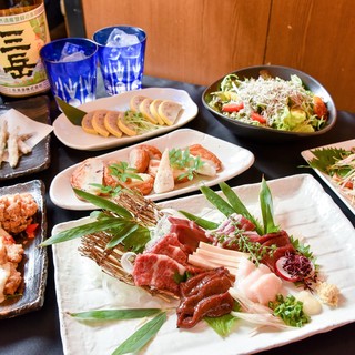 "3-hour all-you-can-drink course" where you can enjoy Kumamoto horse sashimi at a banquet in a private room ♪