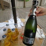 杢の抄 - 足湯のあるテラスで泡とビール