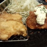 Karaage Shokudou Goichi - はーふ＆はーふ定食（918円）鶏天とチキンカツの甘酢タルタルを選びました