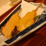 蓬左茶寮 - 揚物:北海道利尻雲丹と松茸フライ