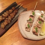 かしわ家 - かわ・ささみわさびせせりの刺身