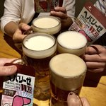 地酒・海鮮居酒屋 灯 - サッポロ生中530円・ハーフandハーフ560円・泡だけ黒540円で乾杯(へパは持参品)