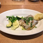 スガハラ - 小柴 太刀魚のグリル + つるむらさき + キャベツ + ズッキーニ