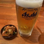 長浜塩元帥 - 生ビール、キムチ