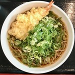 生そば 丼ぶり あずみ野 - 九条ねぎそば 海老天トッピング