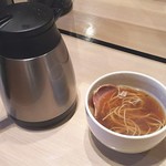 寿製麺よしかわ - 【限定】いわしつみれそば　スープ割