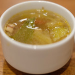 レストラン・サカキ - 千葉県産林SPF豚のポークジンジャー 1350円 のスープ