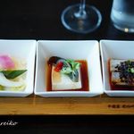 中国菜老四川 飄香 - 冷菜三味竹盆 本日の前菜三種