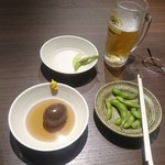 shinjukukakekomigyouza - おでん(卵)･釜揚げ枝豆